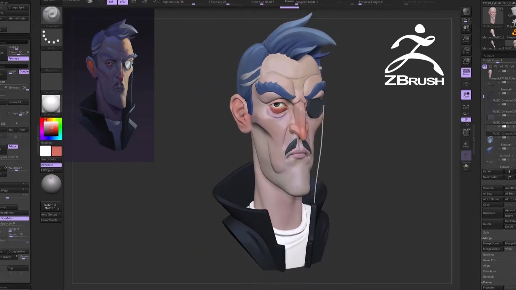 在zbrush中根据角色概念一步步创建欧美卡通模型!