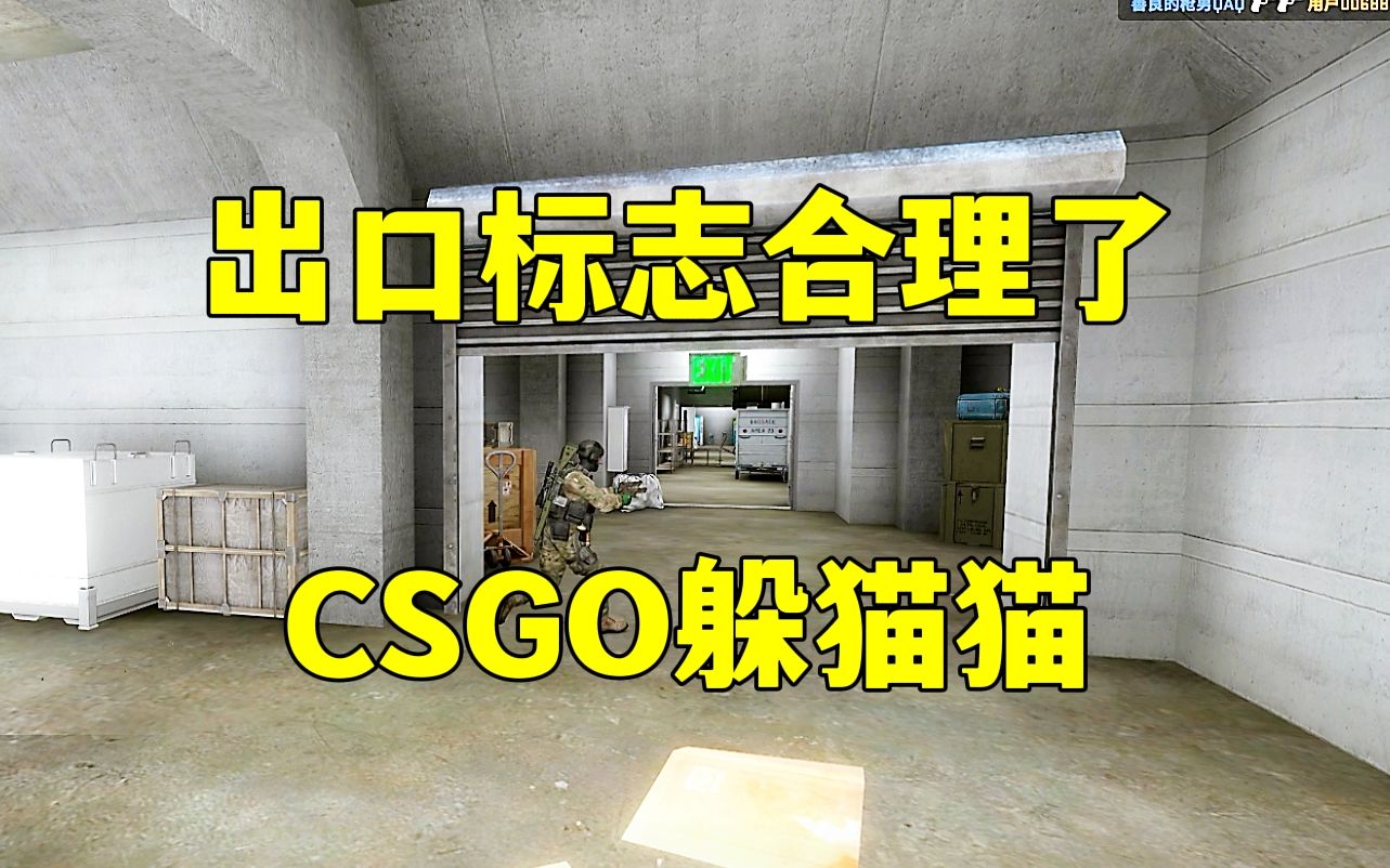 CSGO躲猫猫,出口标志模型,放到卷帘门下面真的合理吗,CT根本不怀疑哔哩哔哩bilibili