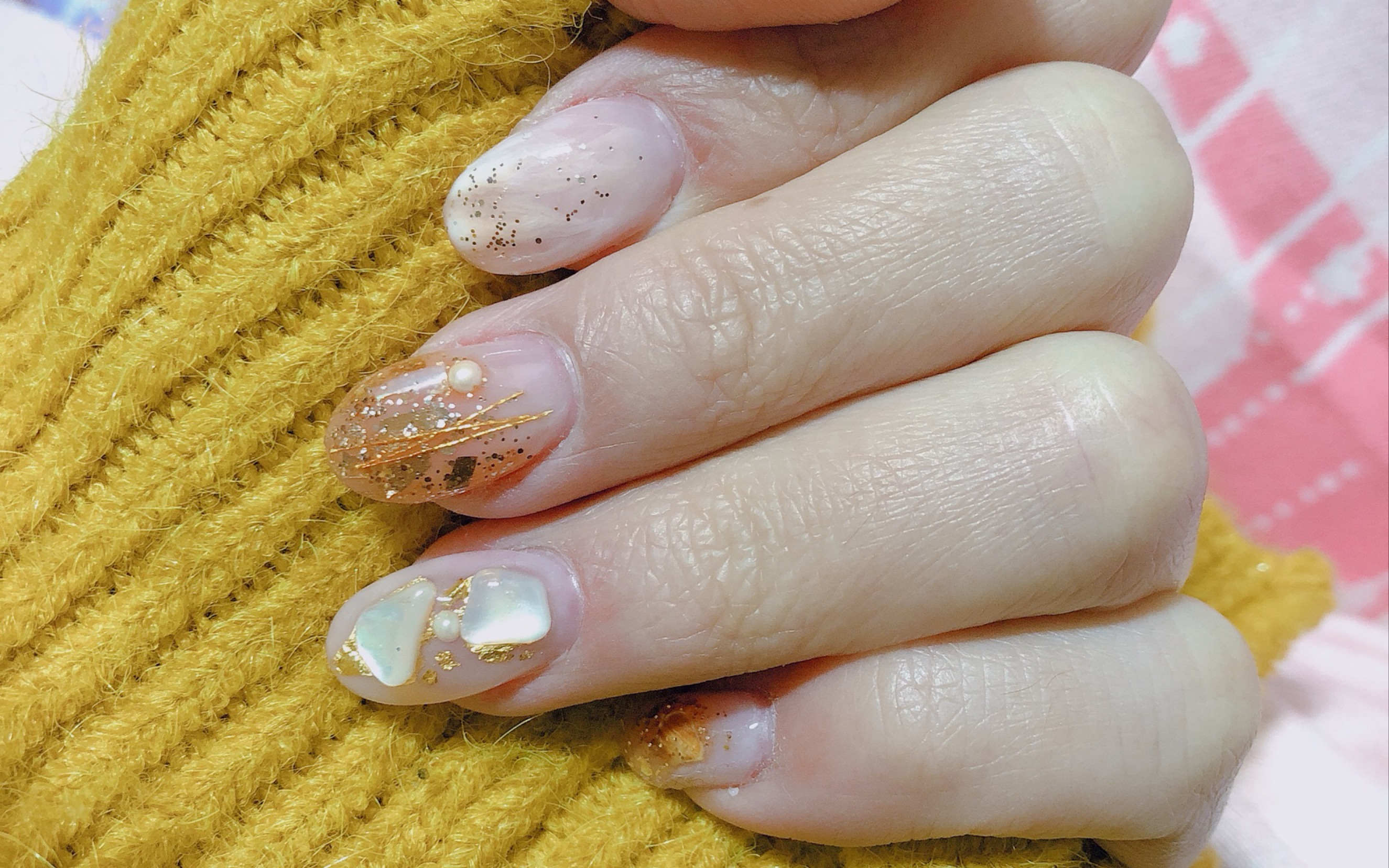 我的少女心爆炸系列之漂亮的金箔贝壳美甲_哔哩哔哩 (゜-゜)つロ 干杯