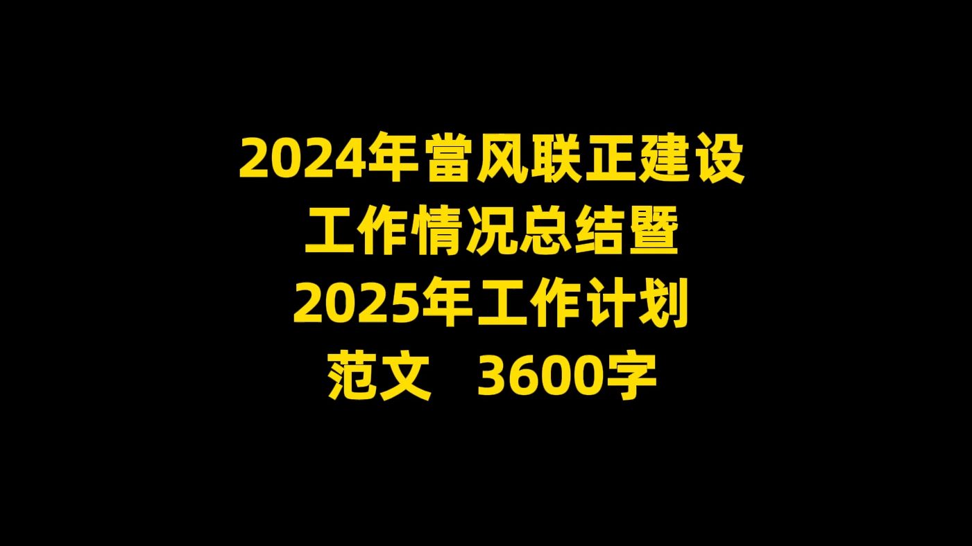 2024年当风联正建设 工作情况总结暨 2025年工作计划 范文 ,3600字哔哩哔哩bilibili