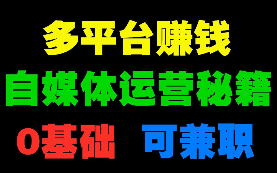 0基础做出赚钱多平台自媒体 自媒体运营秘籍哔哩哔哩bilibili