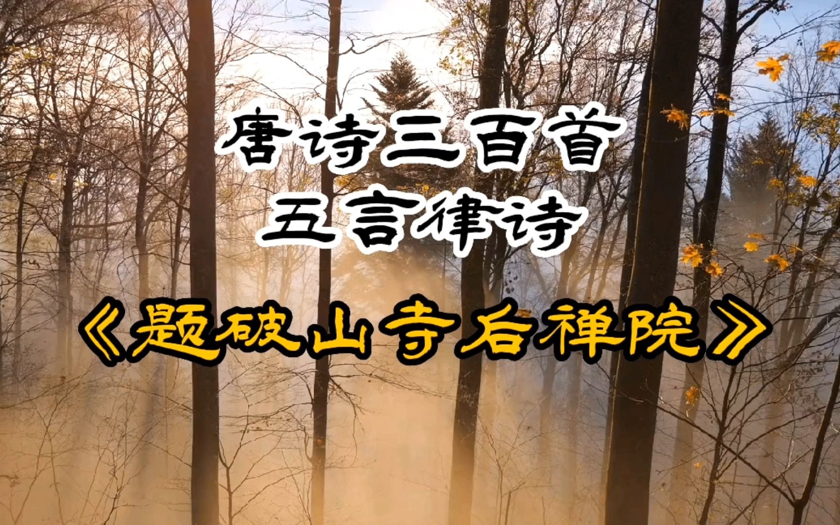 唐诗三百首《题破山寺后禅院》常建哔哩哔哩bilibili