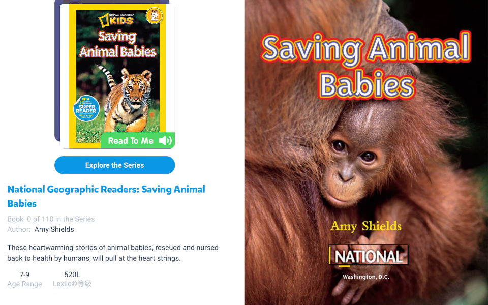 [图]Miss Bean loves Science: National Geographic Readers: Saving Animal Babies!