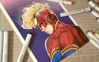 惊奇队长captain marvel 马克笔绘画
