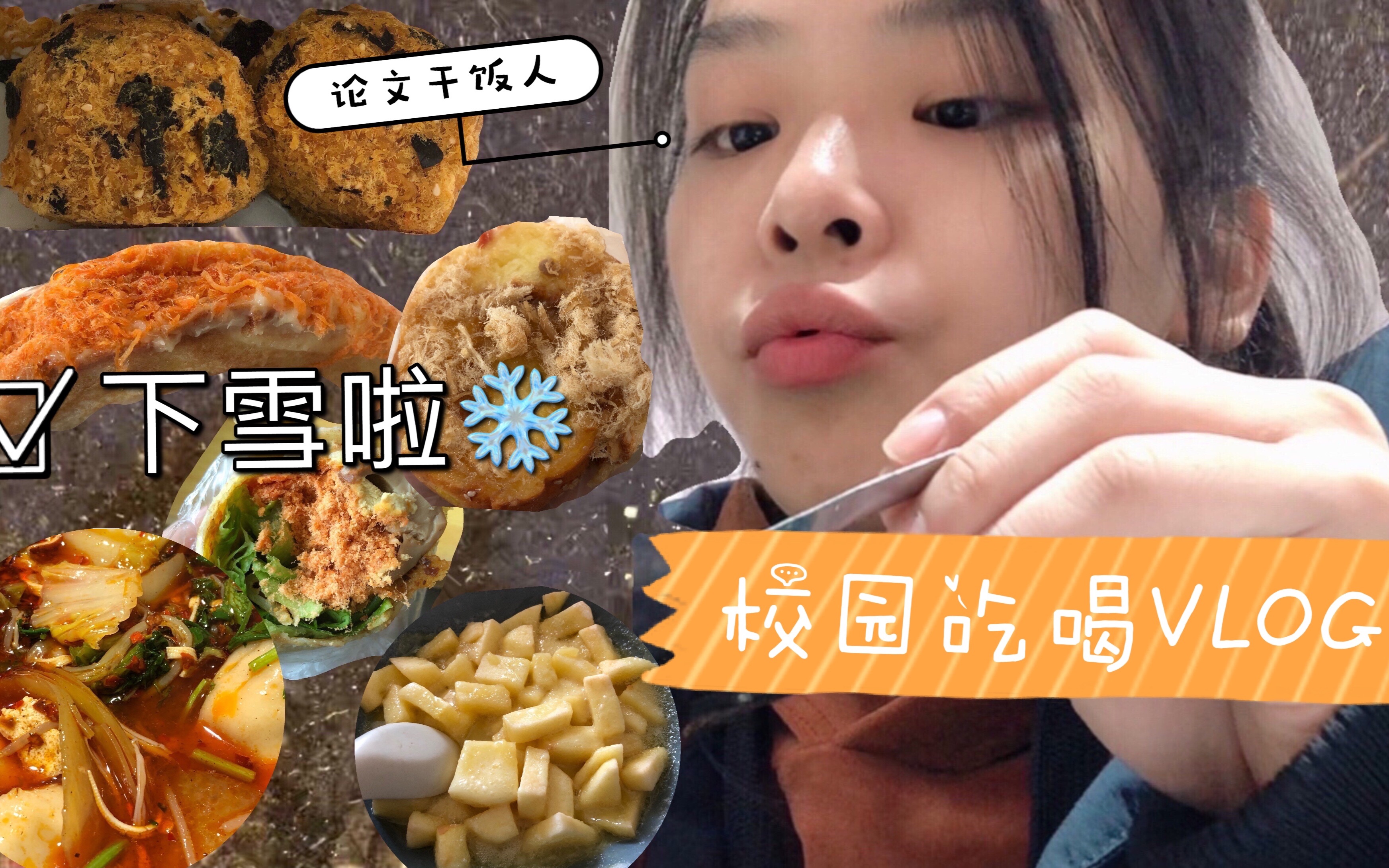 校园吃播VLOG|论文人 干饭人 初雪魂! 肉松小贝/肉松pancake烙饼/肉松卷/鸡蛋灌饼/砂锅饺子/鸡汁肉包子/家常面/黑暗料理哔哩哔哩bilibili