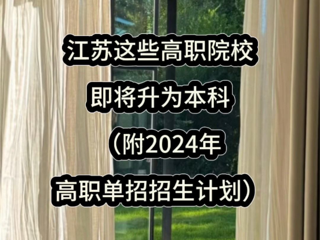 江苏这些高职院校即将升为本科(附2024年高职单招招生计划)哔哩哔哩bilibili