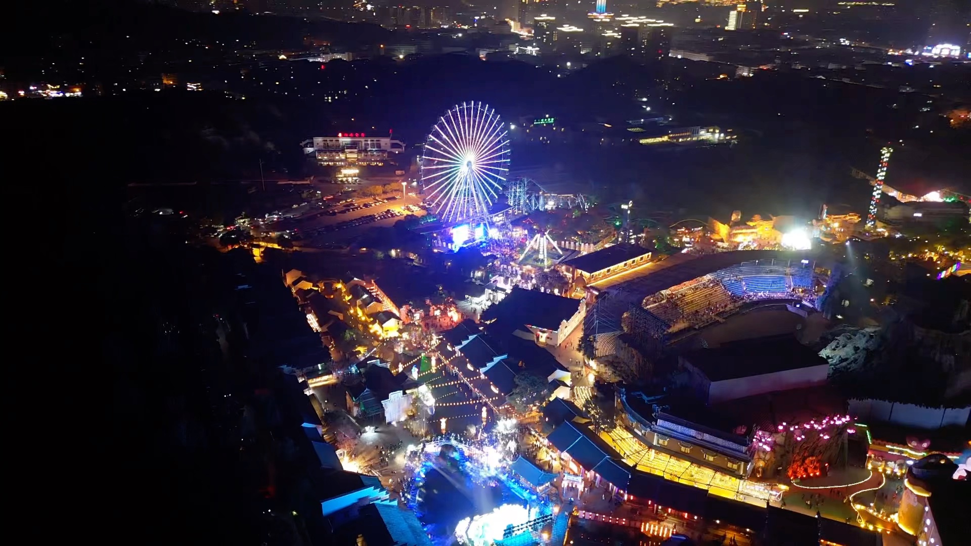 横店梦幻谷航拍夜景