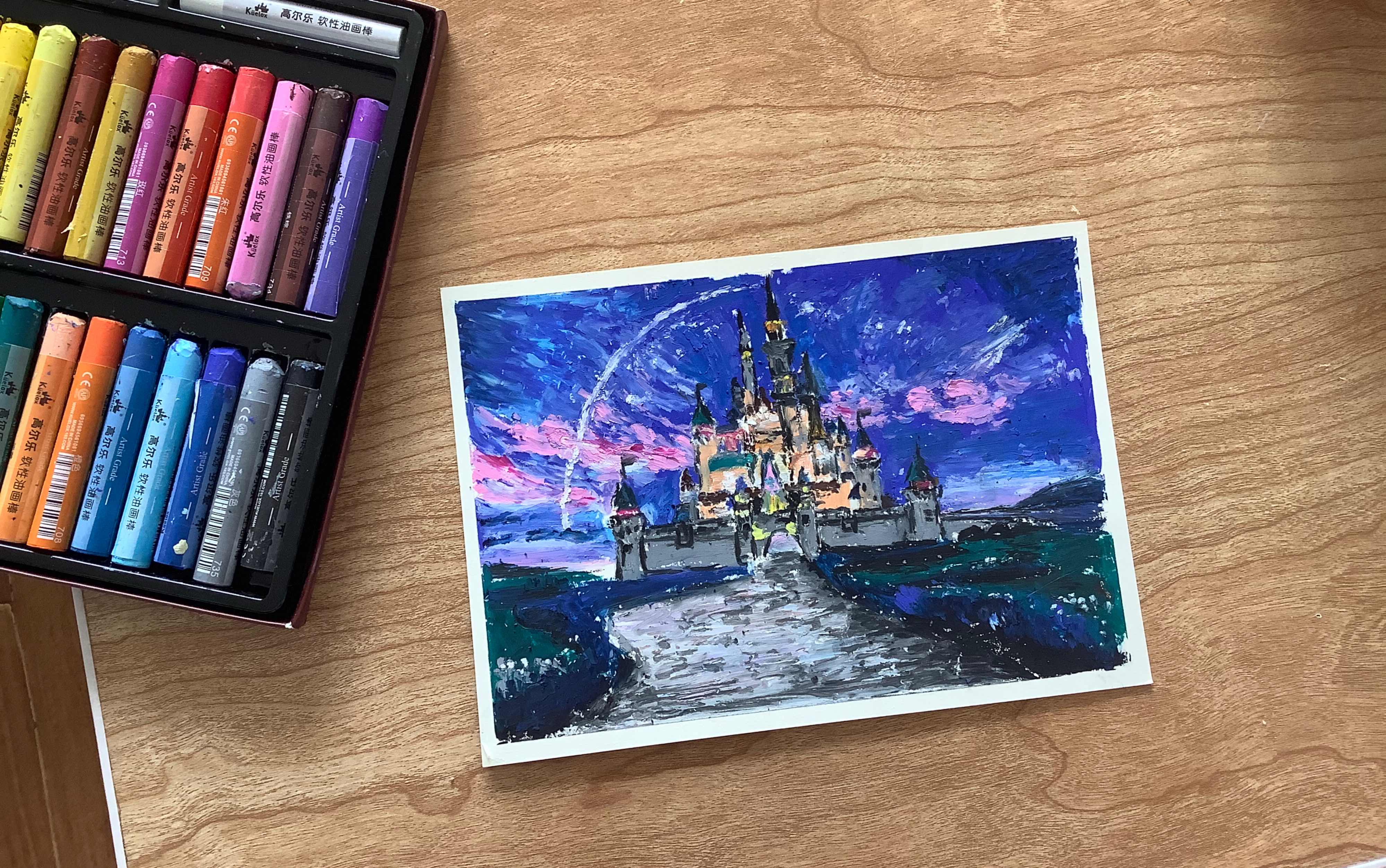 迪士尼城堡马克笔画图片