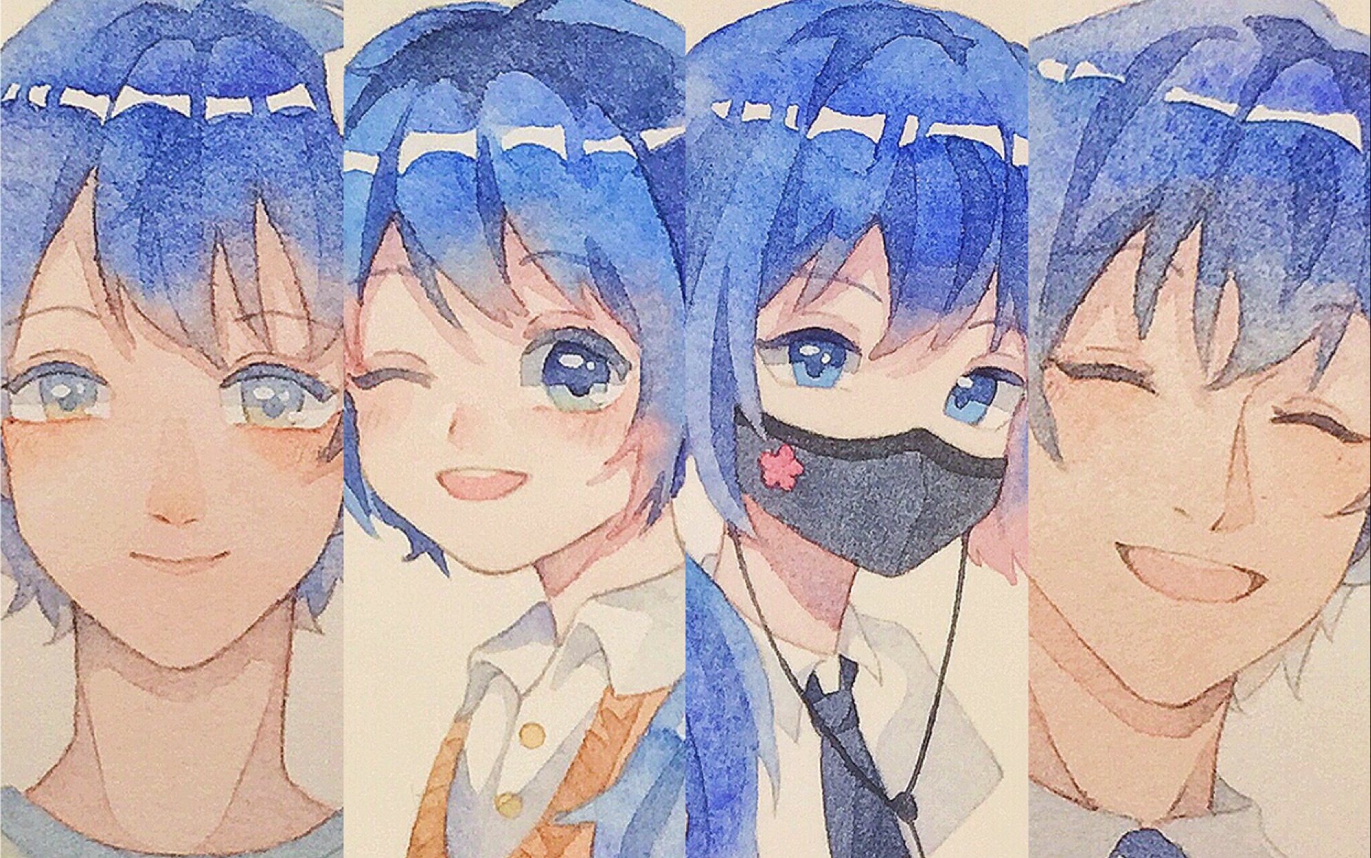 水彩画一整页的花少北蓝色是清澈温柔的颜色