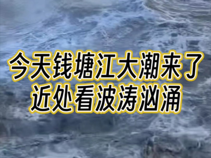 今天钱塘江大潮来了,近处看波涛汹涌哔哩哔哩bilibili