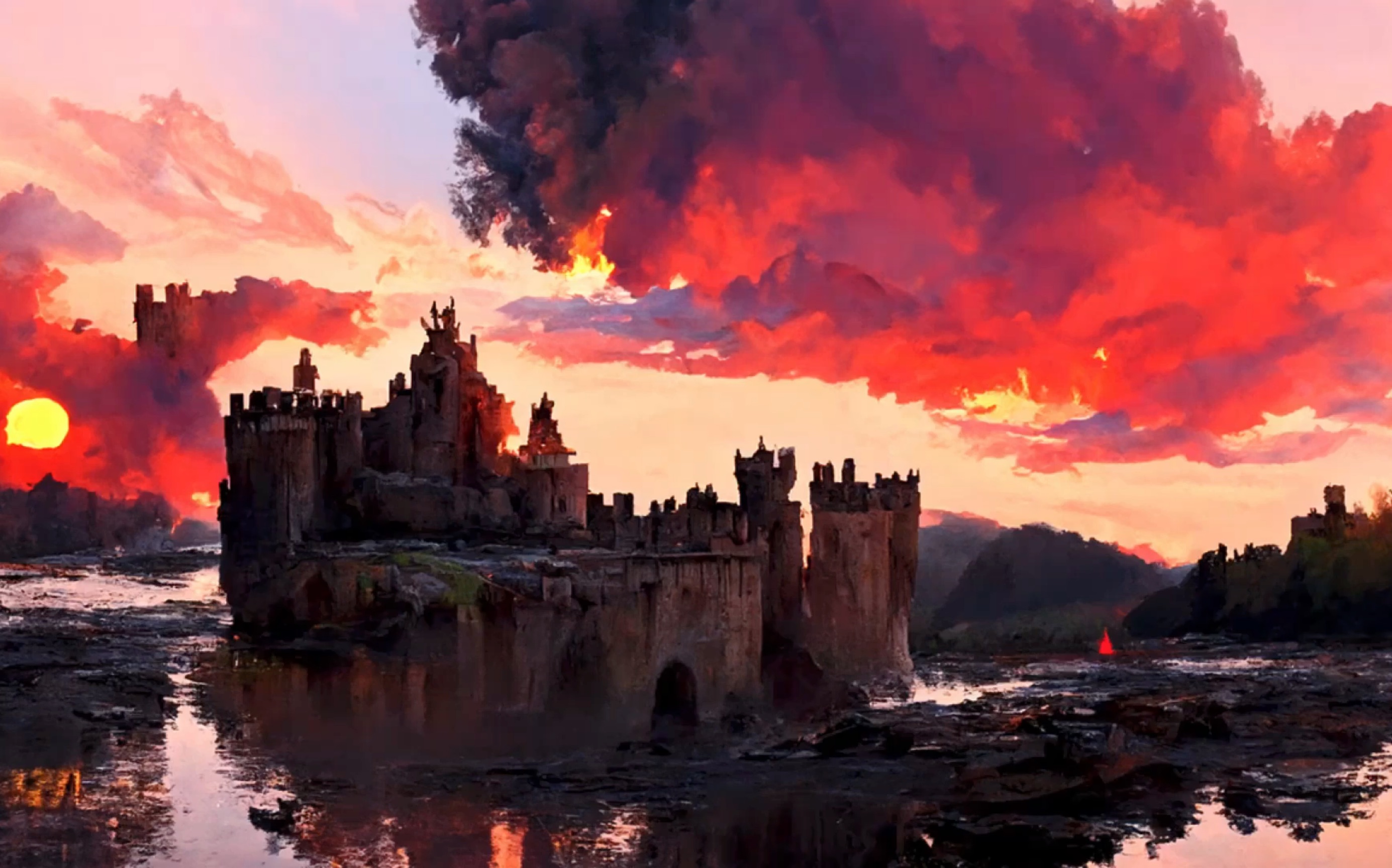 ai人工智能生成艺术 原画灵感 volume9 燃烧的城堡 权力的游戏 君临城