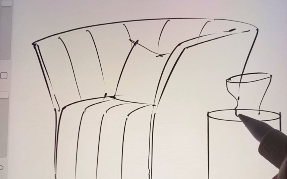 沙发单体手绘画法:注意线条流畅度与整体比例透视结构关系