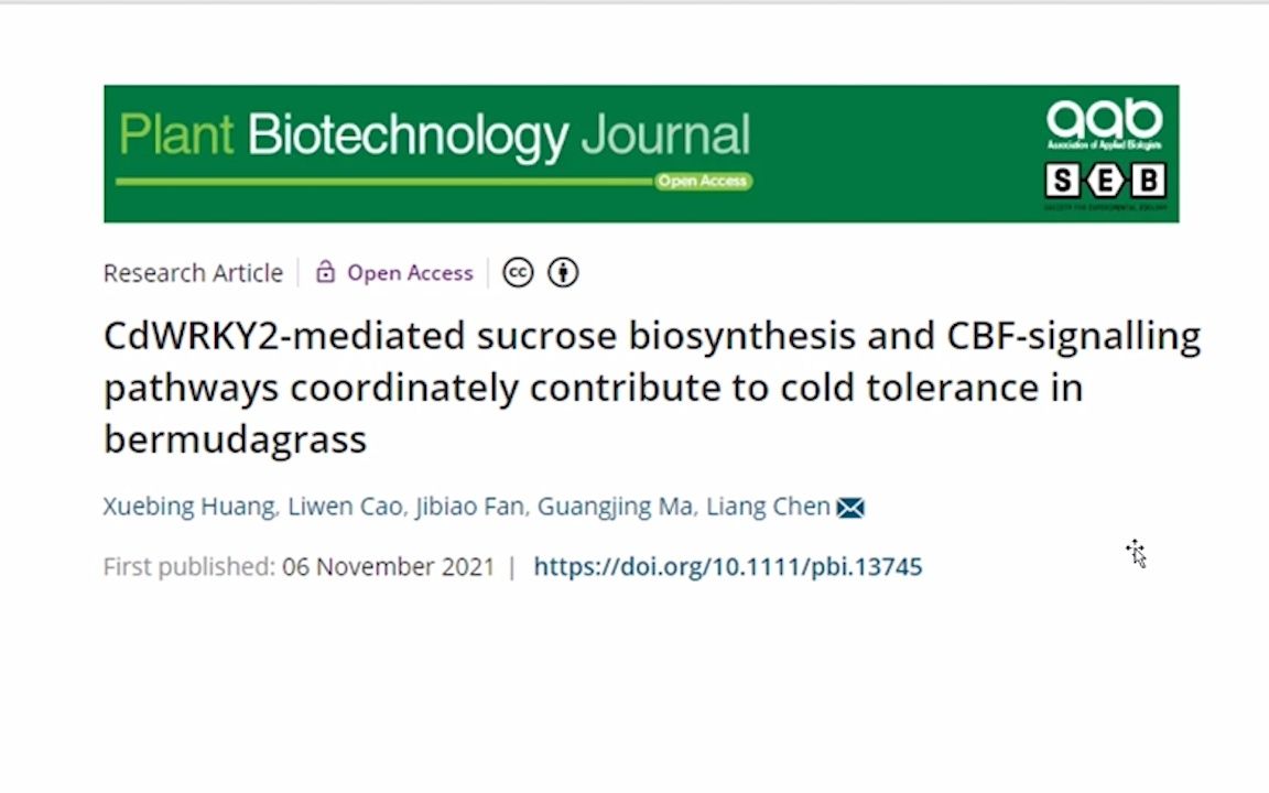 5分钟讲解PBJ高分文章 狗牙根WRKY2调控蔗糖合成和CBF信号通路共同调节耐冷性哔哩哔哩bilibili