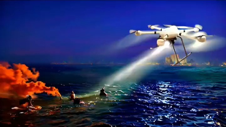 无人机海上救援,堪称电影大片