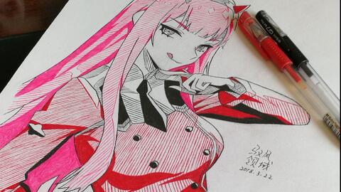 【手绘】8分钟用中性笔画出02小姐姐