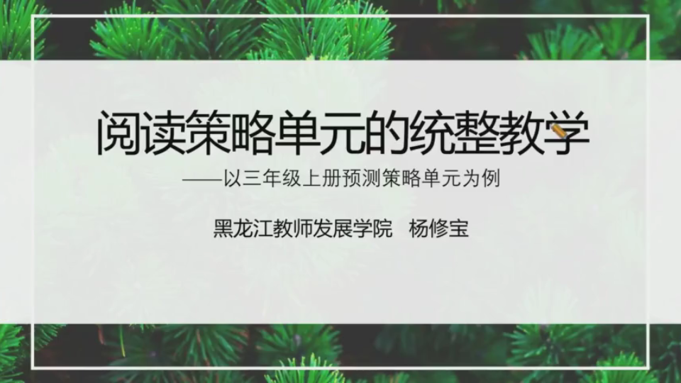 [图]杨修宝：阅读策略单元的统整教学