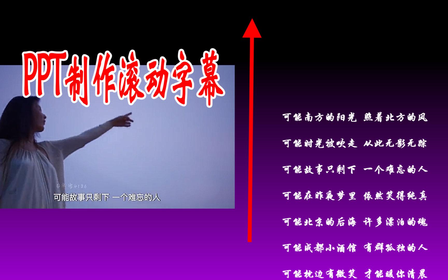 PPT怎样制作滚动字幕效果?滚动展示团队名单,滚动显示歌词哔哩哔哩bilibili