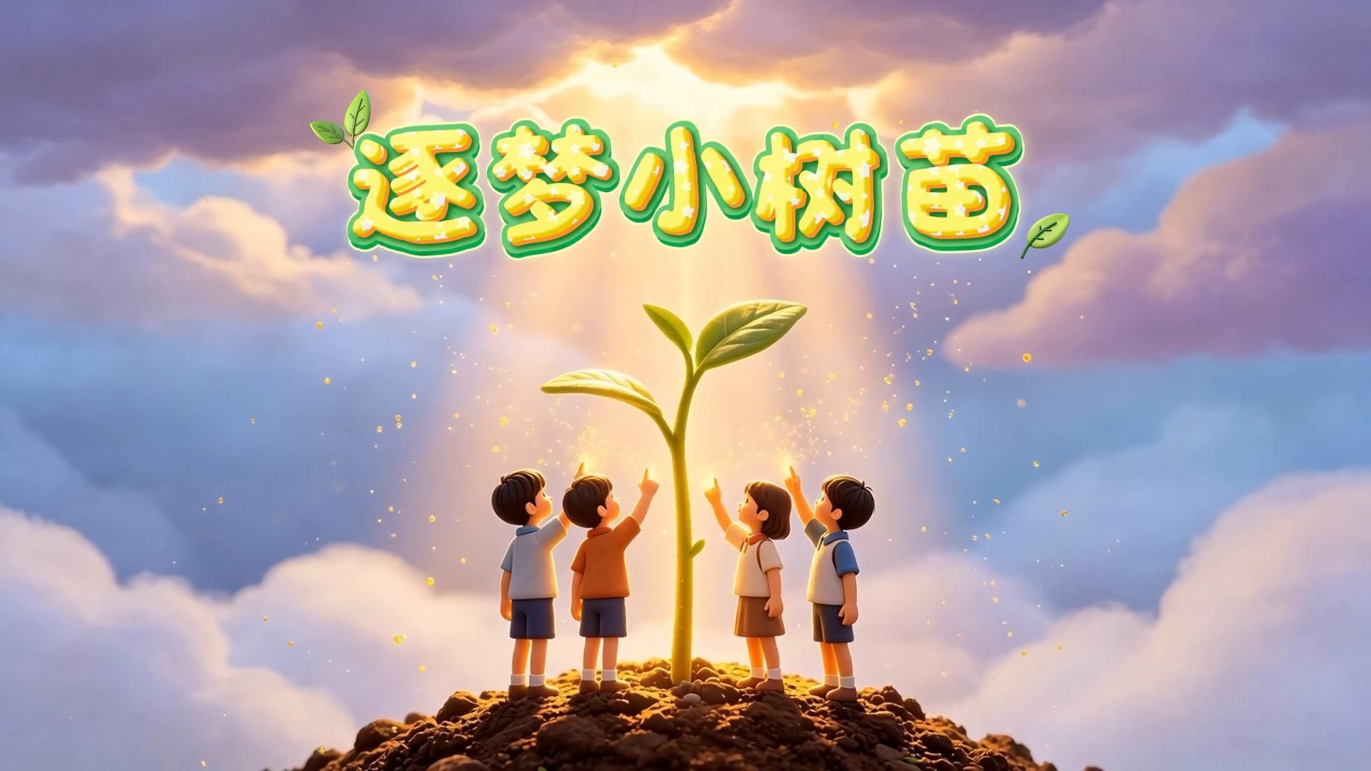 《逐梦小树苗》原声版，全国少工委出品。以树喻人，孩子们奋发生长。舞台背景视频