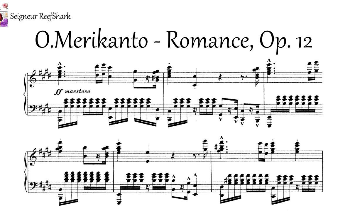 [图]【钢琴】奥斯卡·梅利康托 - 浪漫曲 Op.12 Oskar Merikanto - Romance Op.12 (Somero)