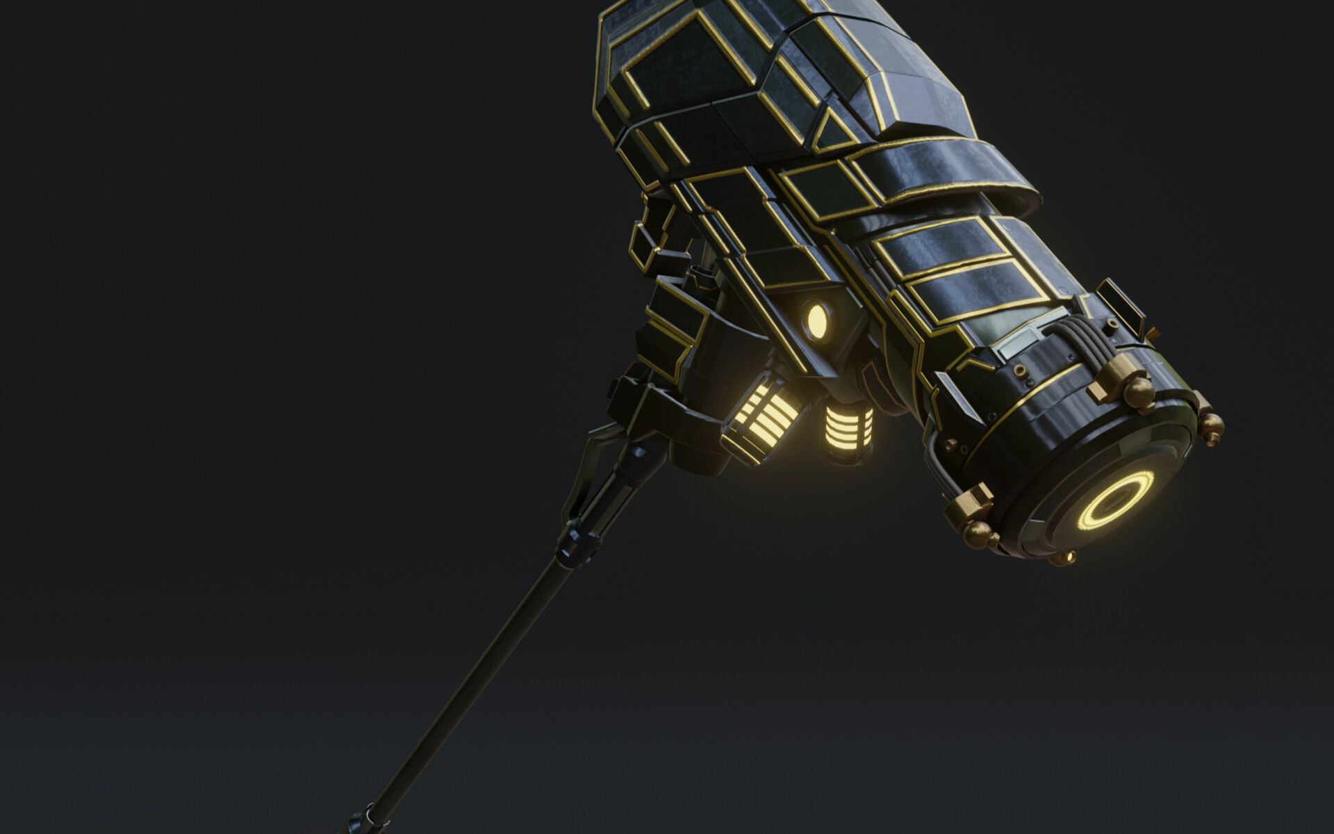 【3dmax道具制作】昊天锤硬表面制作,次世代高模教学