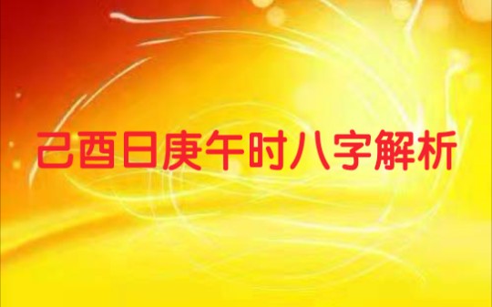 己酉日庚午时八字解析哔哩哔哩bilibili