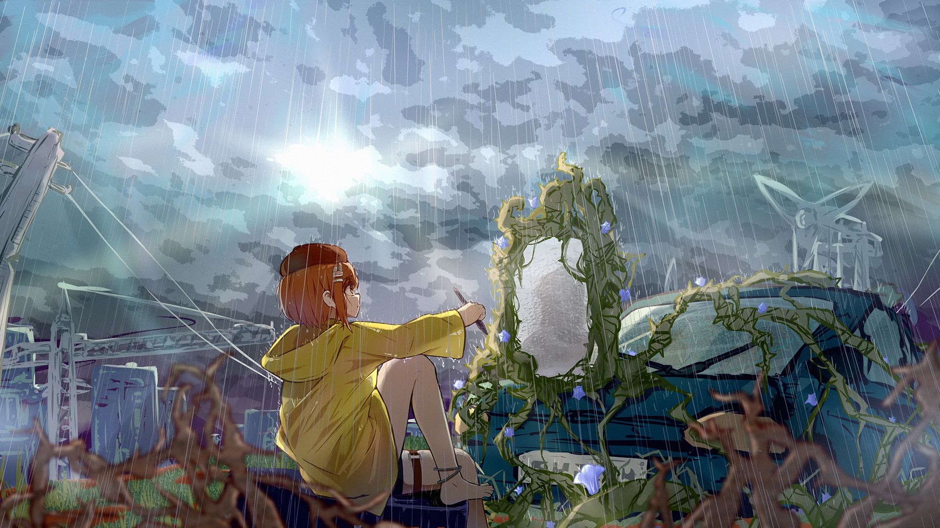 【绘画过程】"雨中镜"