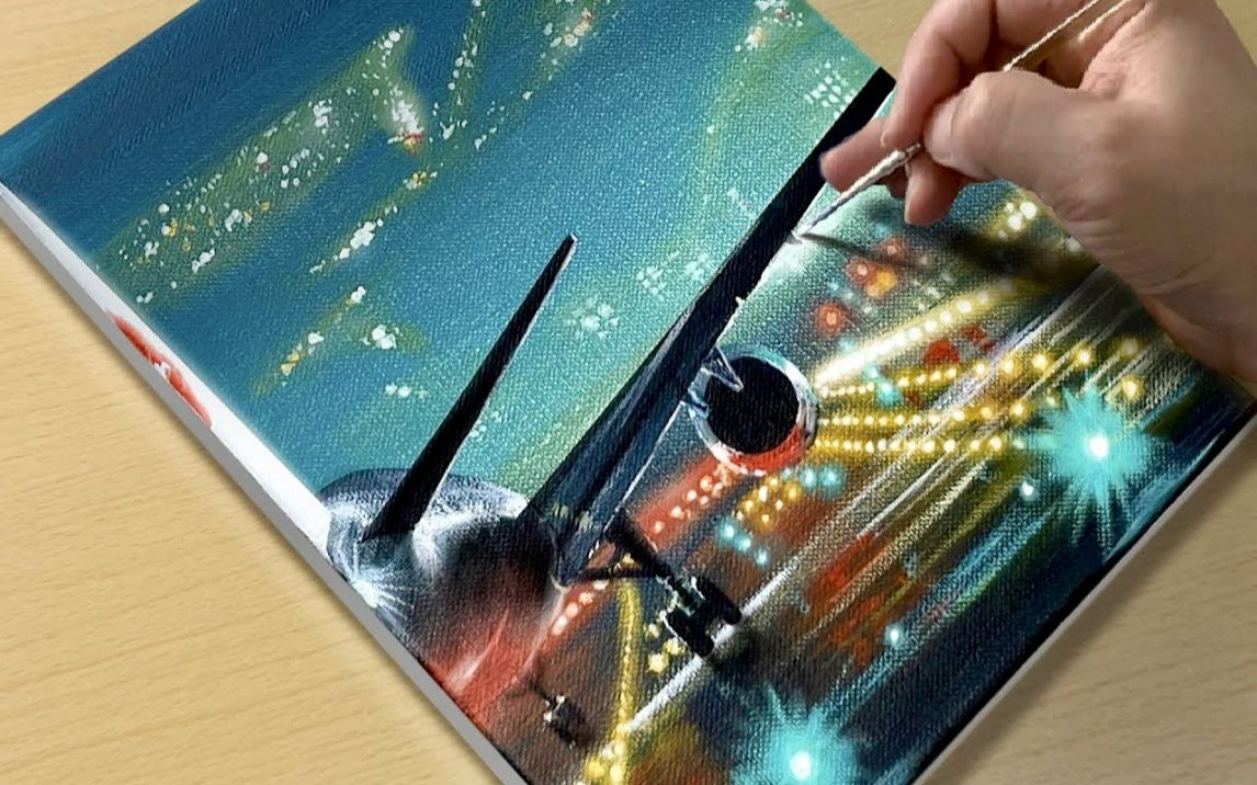 【丙烯画】【绘画教程】机场How to Draw an Airport Acrylic Painting STEP by STEP哔哩哔哩bilibili