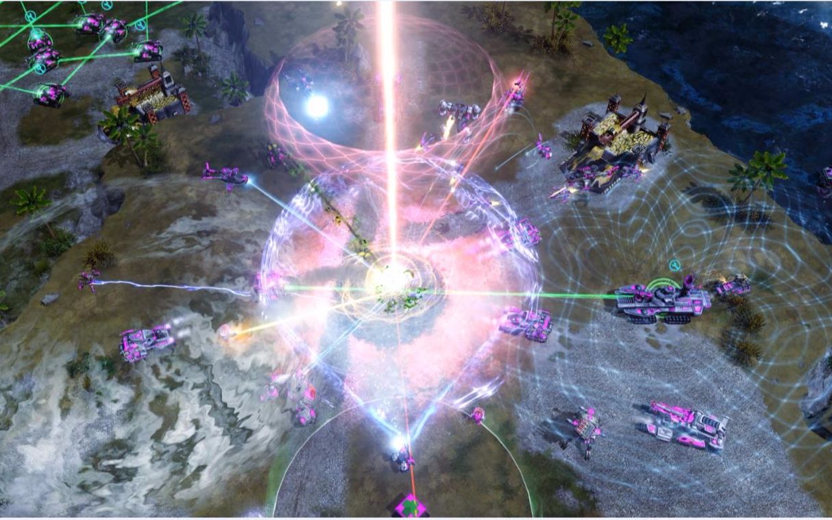 红色警戒3起义时刻超级武器特效测试某不科学的电磁炮来袭