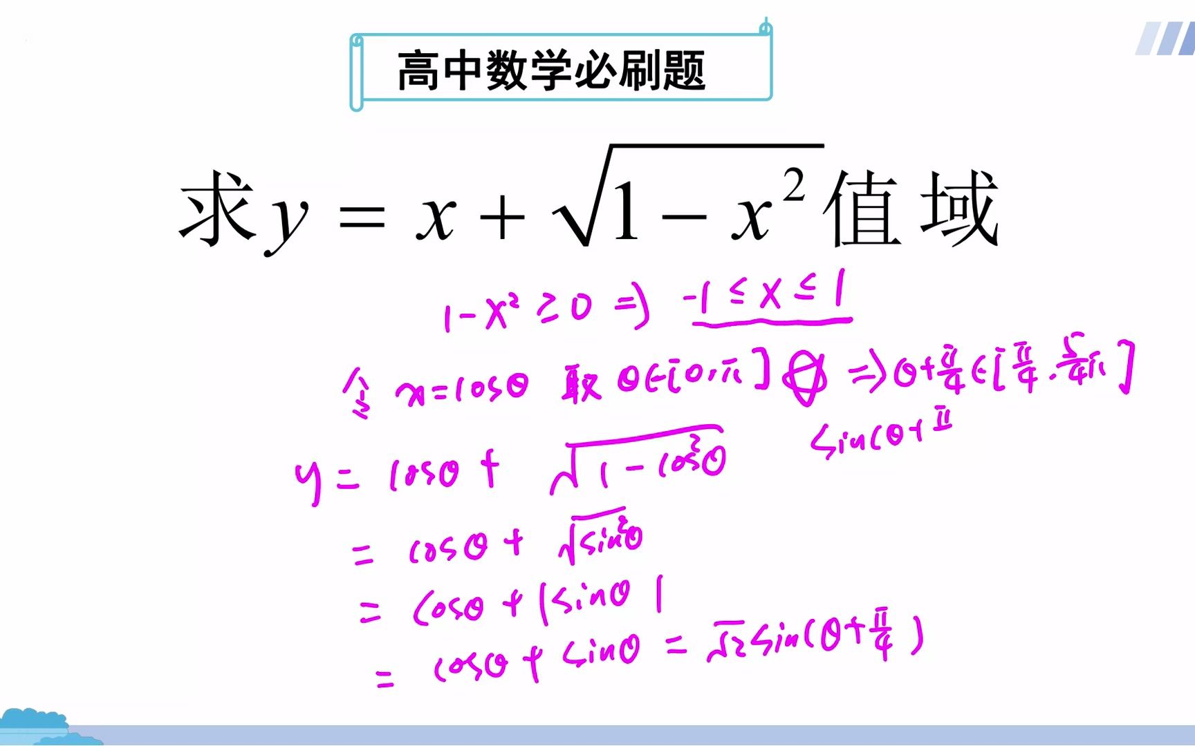 高中数学:无理函数求值域,两个步骤轻松求解哔哩哔哩bilibili