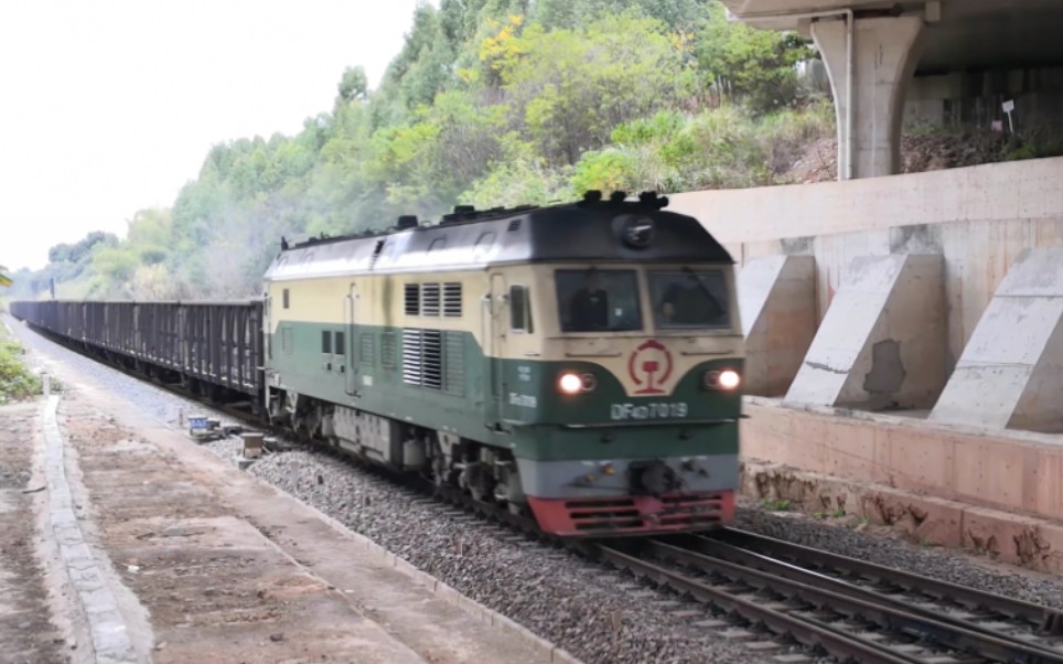 【湘桂铁路】宁局柳段df4d-7019牵引45466次货列正线通过(2023.01.15)