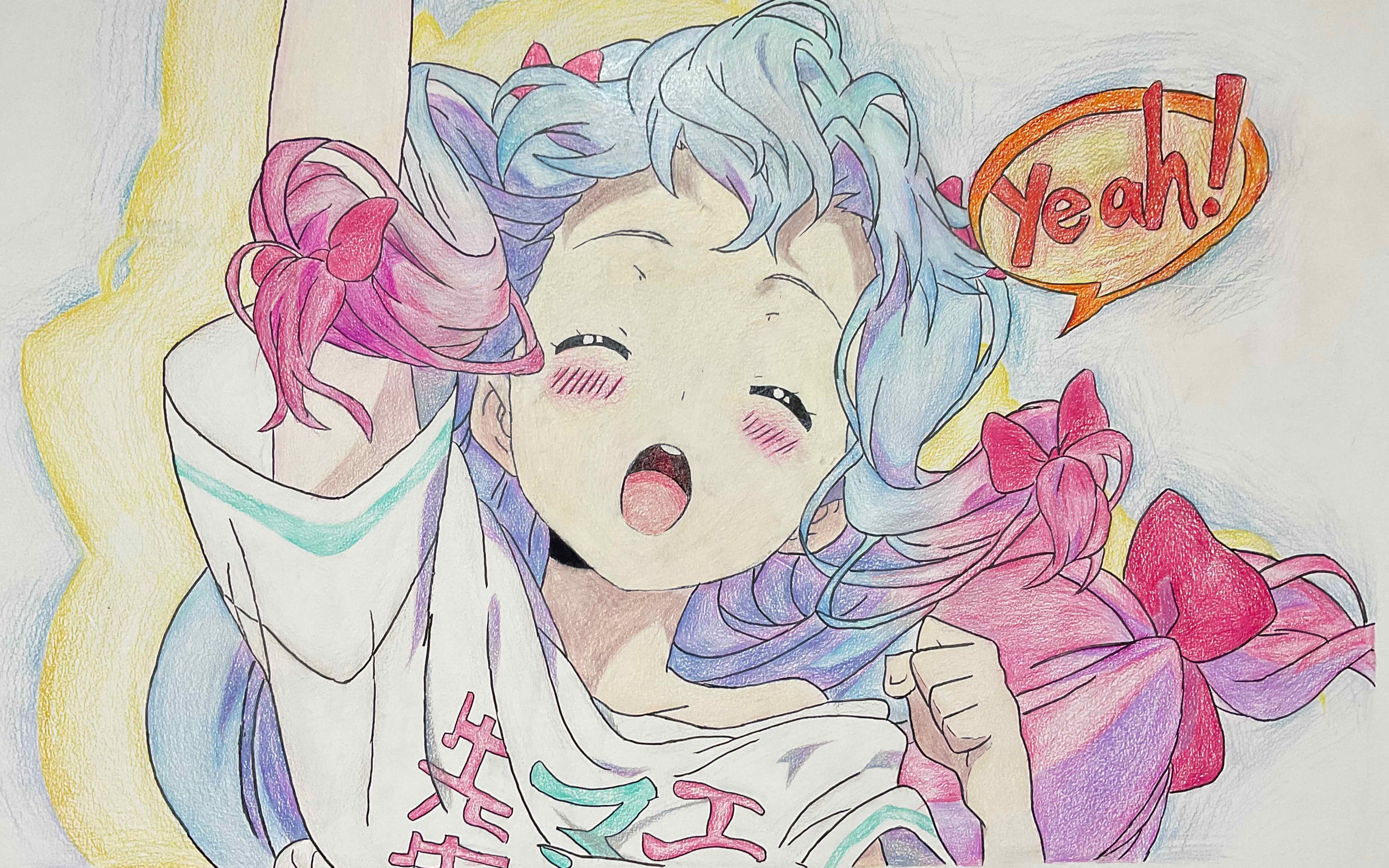 埃罗芒阿老师绘画,在墙上画的哟