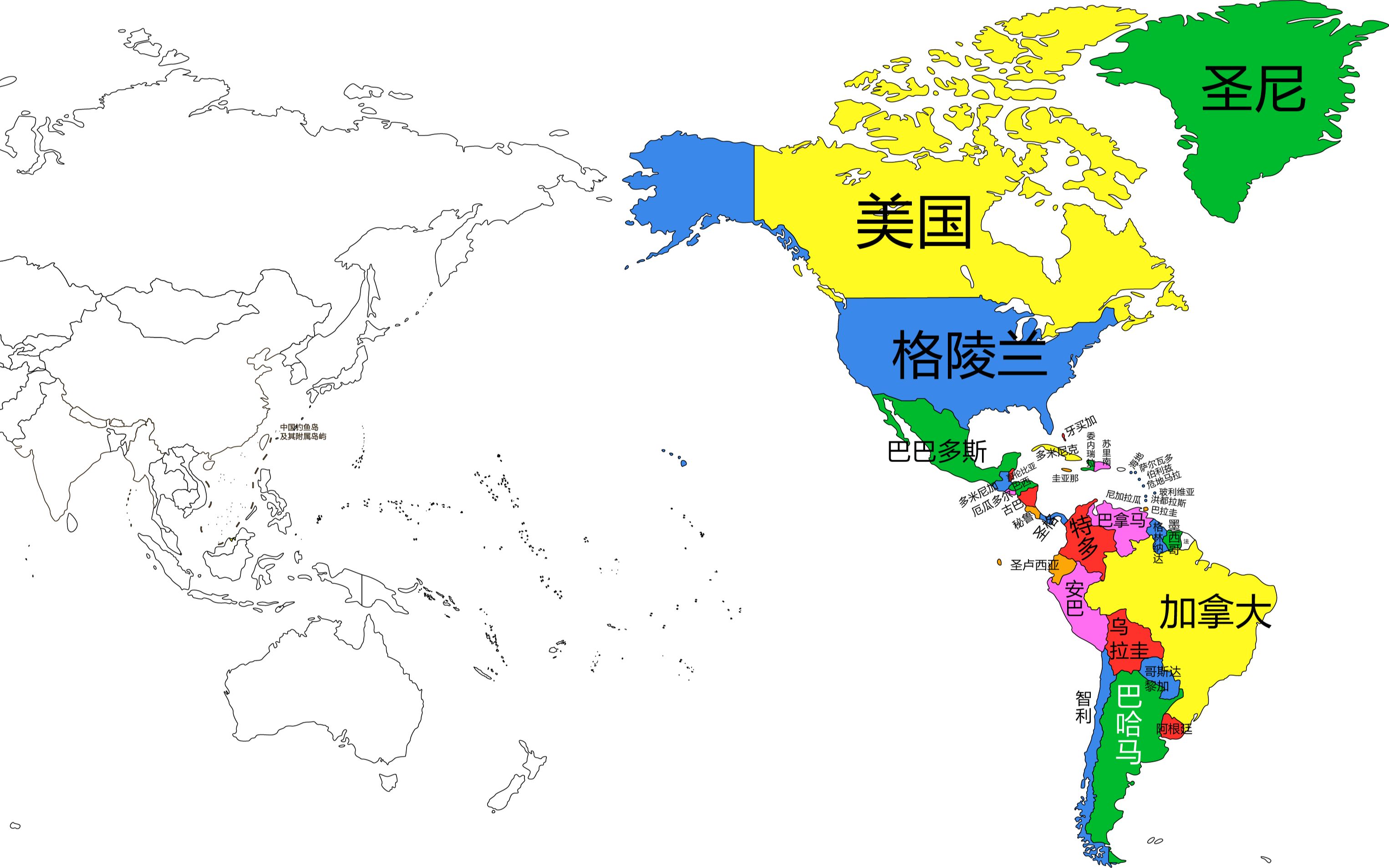 美洲国家分布图图片