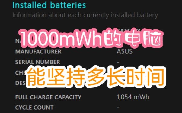 (完整版)我1000mWh电池的笔记本电脑到底能坚持多长时间哔哩哔哩bilibili