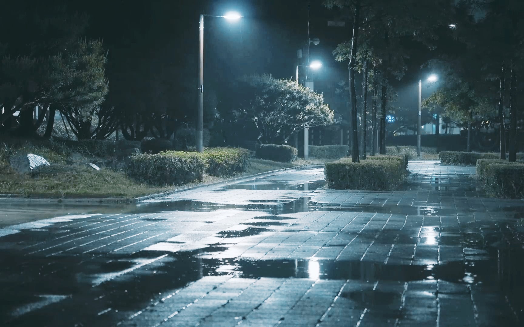 [图]【超长实景雨声】在舒适的夜晚，听着舒缓的雨声，在公园里轻松入眠。