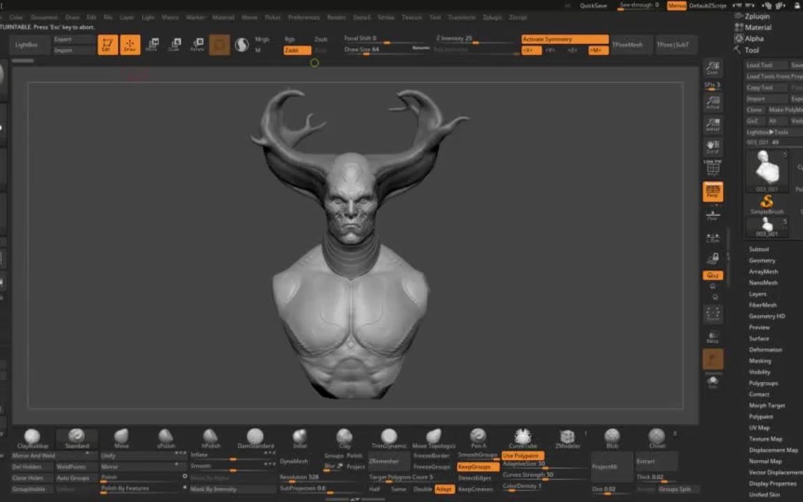zbrush鹿头人模型zb模型获取