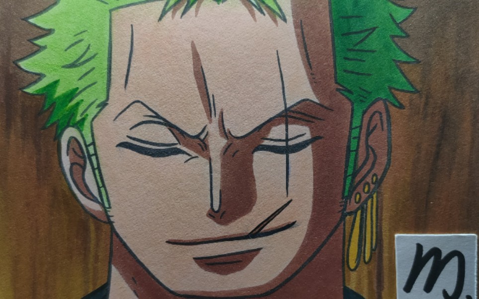 用马克笔画一个:咬牙签的索隆(牙签其实是个失误)