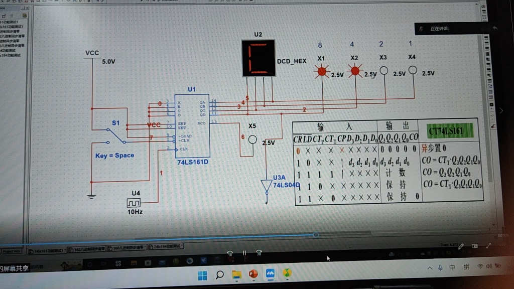 74LS161功能测试(计数器仿真演示)(自用)哔哩哔哩bilibili