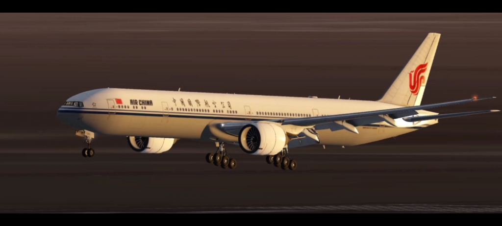 国航波音777-300er轻轻的落在了伦敦希斯罗机场