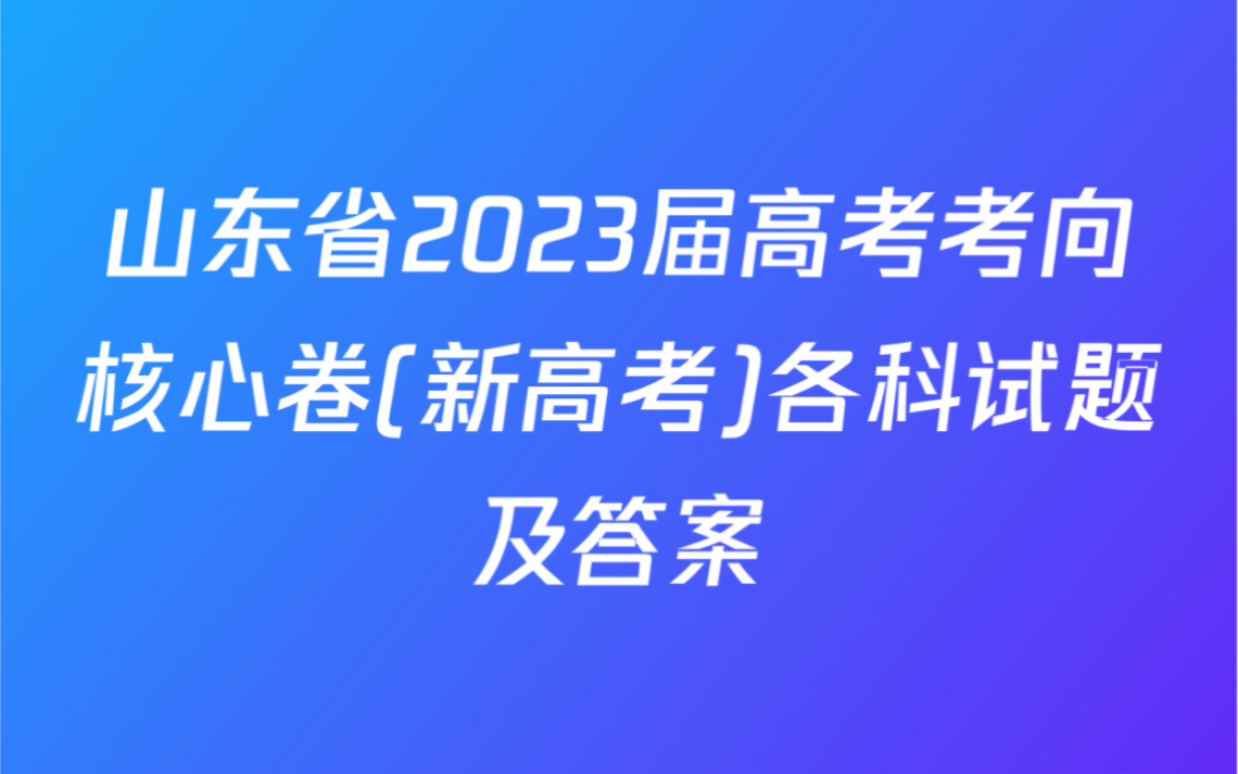 山东省2023届高考考向核心卷(新高考)各科试题及答案哔哩哔哩bilibili