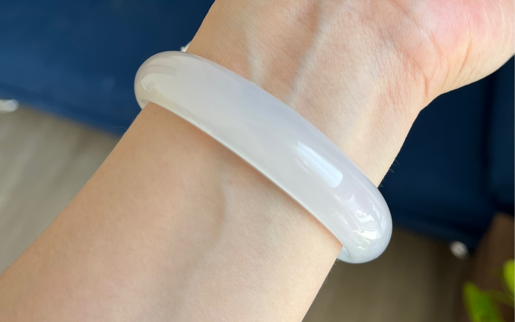 荔枝冻手镯圈口58水润冰糯