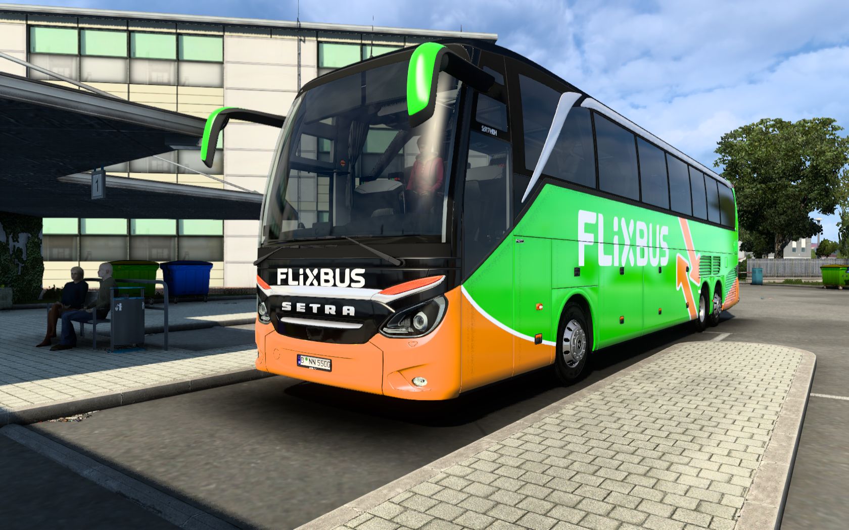 欧洲卡车模拟2 驾驶setra517hdh 客车从奥尔堡客运站开往哥本哈根客运