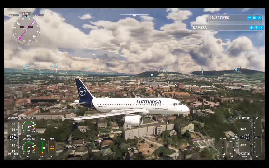 a319进近 降落瑞士(首都)伯尔尼(bern belp)机场