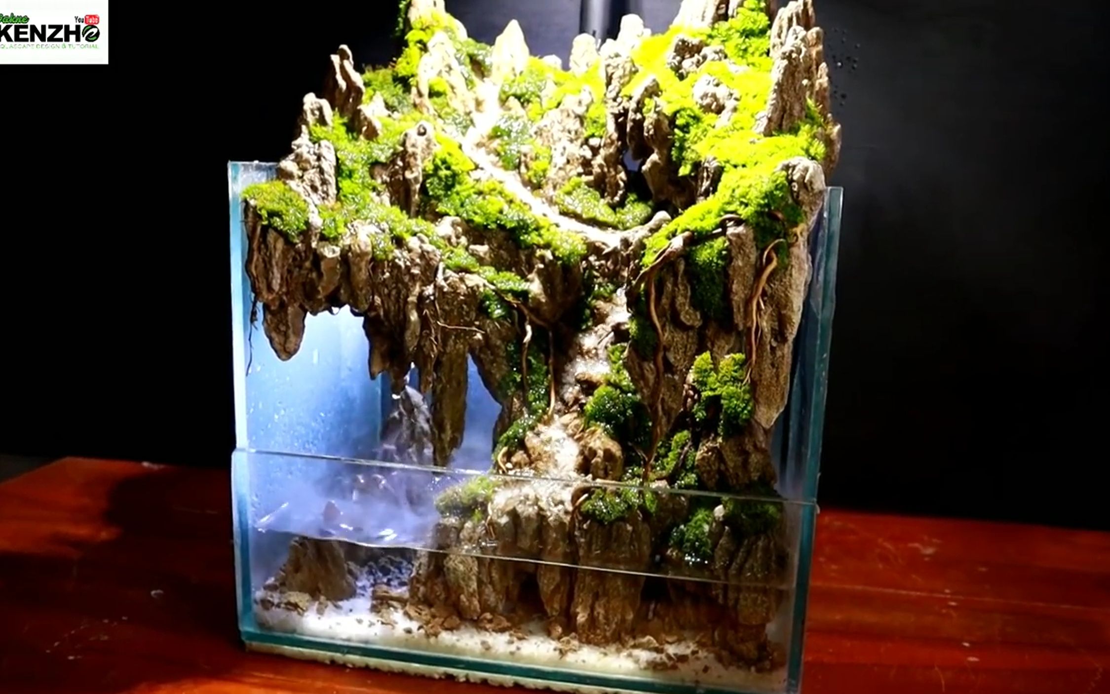 【水陆生态缸】小尺寸水陆缸造景,有山峰有水流,清理翻缸也容易