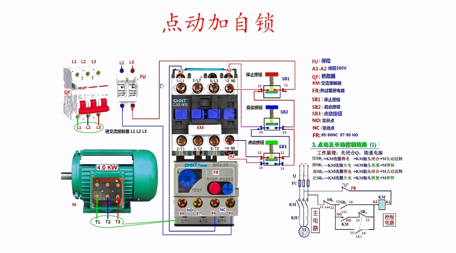 电动机点动实物接线图图片