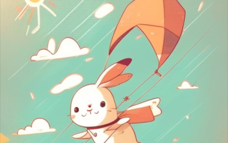 小兔子放风筝