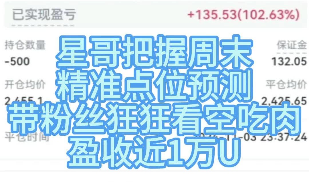 星哥把握周末,精准点位预测,带粉丝狂狂看空吃肉,盈收近1万U哔哩哔哩bilibili