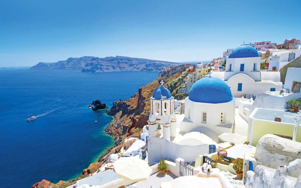 [图]【蓝色浪漫】希腊大陆东南200公里的圣托里尼岛，爱琴海明珠-Santorini Greece in 4K