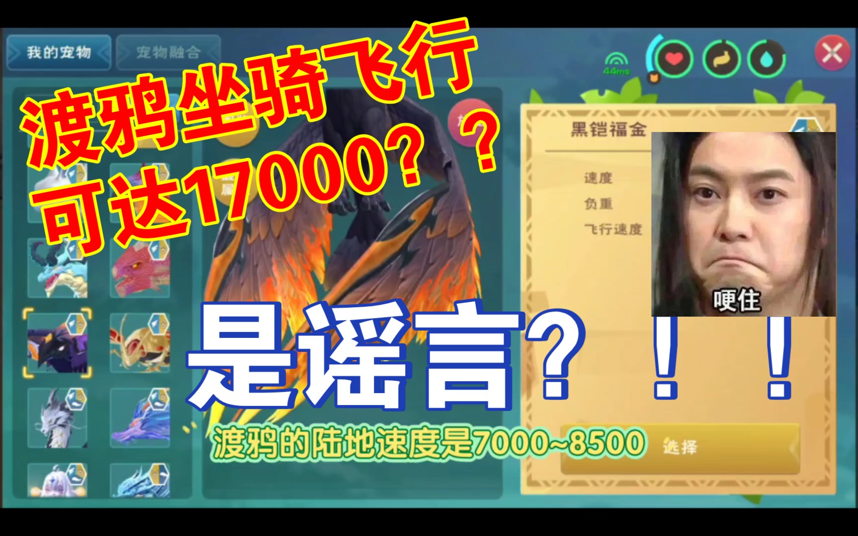 [图]渡鸦坐骑飞行资质可达17000？！！是谣言？？！【创造与魔法】