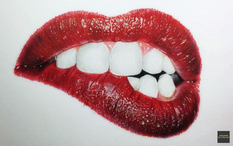 【跟着来画学手绘】教你画出极具艺术气息的性感咬唇这绘画过程,艺术