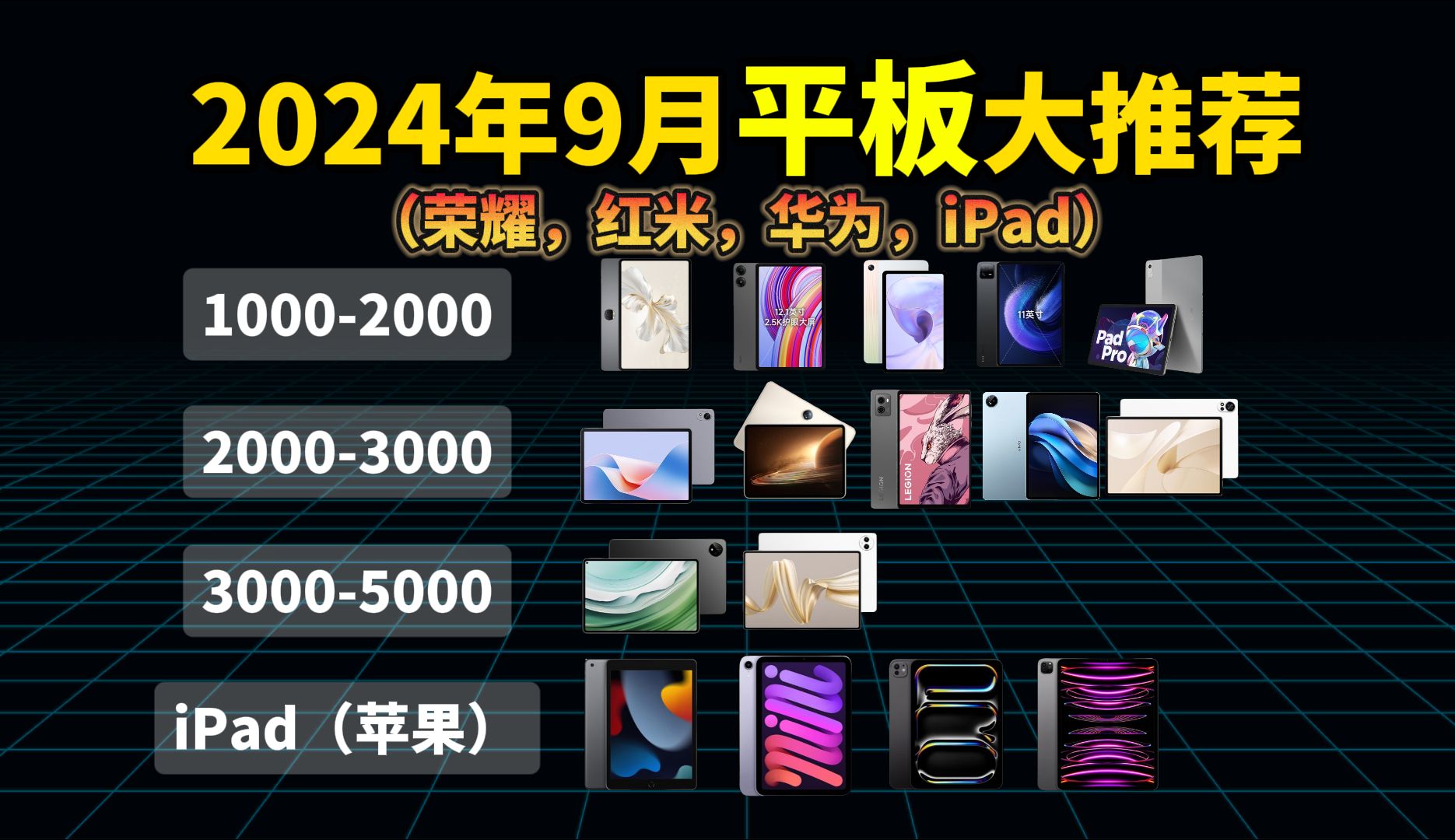 【2024年9月平板电脑推荐】谁是你心中'最佳'的平板电脑?看完这期视频,你一定能找到!学生党、工作党,生产力、娱乐平板全面覆盖.哔哩哔哩...